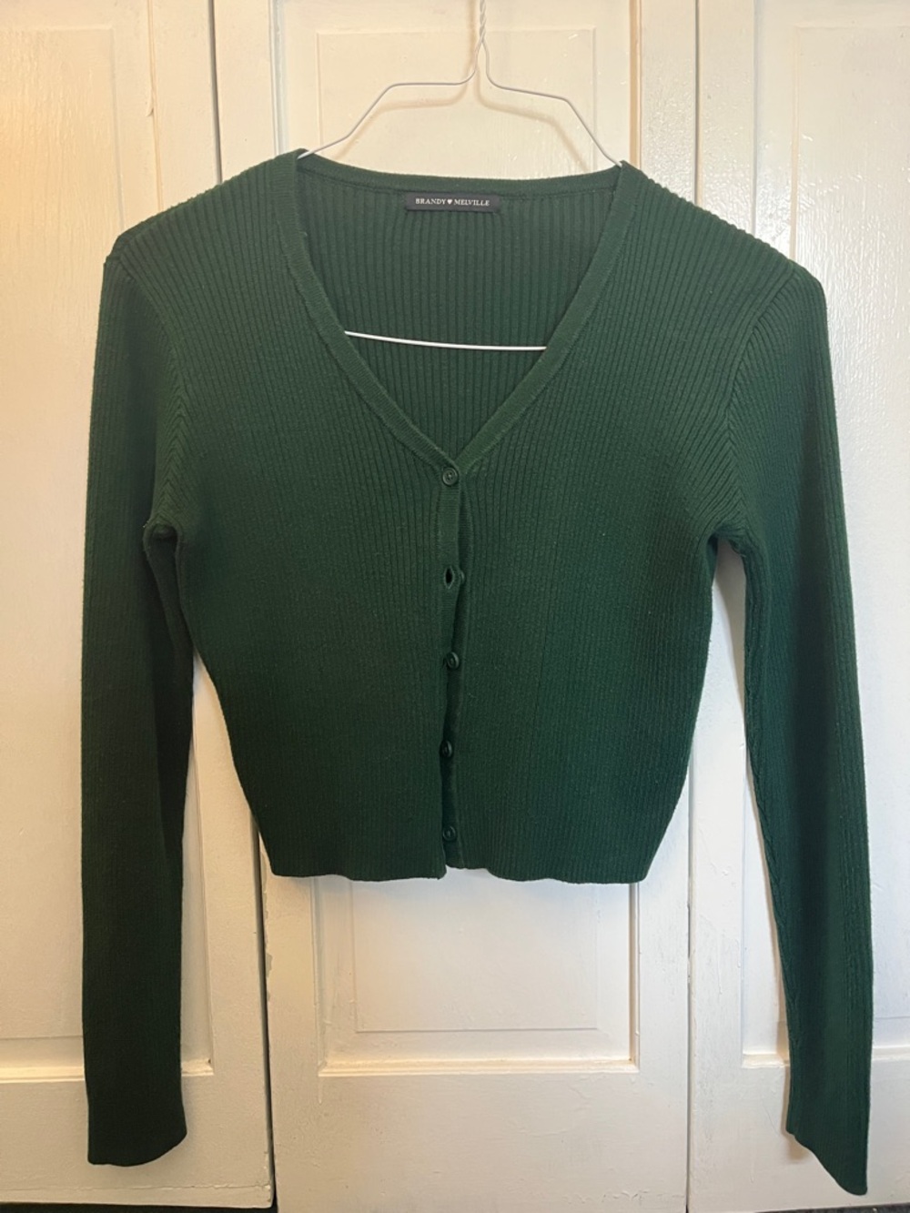 Brandy Melville Dark Green Ribbed Button Cardigan
